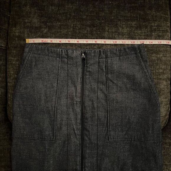 Halogen Stretch Denim Full Zip Front Plaque Pocket Skirt - Picture 12 of 14